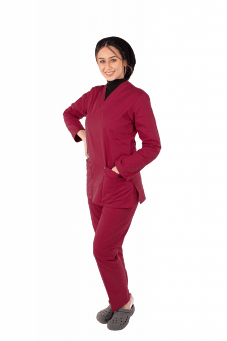 سكراب كلاسيك عنابي نسائي كم طويل