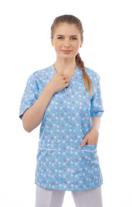 Blue - Tooth Printed Scrub