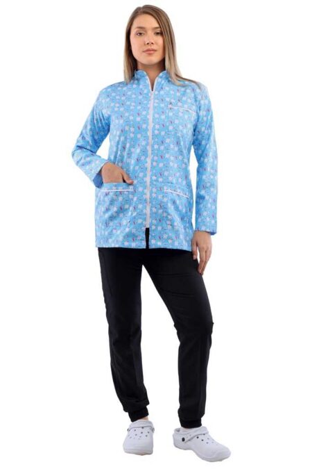 Blue Tooth Printed Dental Coat