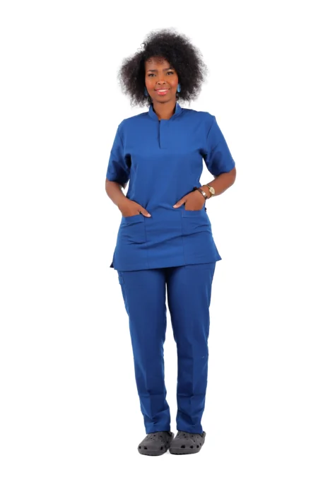 Dark Steel Blue Royal Short Sleeve Scrub